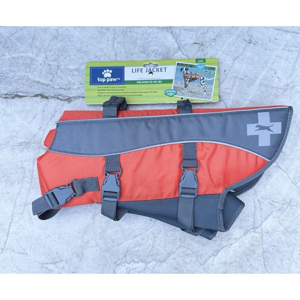 Top Paw Life Jacket, Neoprene, ORANGE, Large girth 28-32